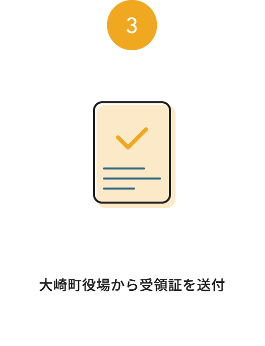 ３：大崎町役場から受領証を送付